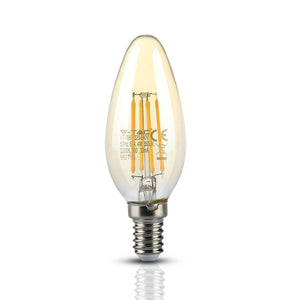 V-TAC LAMPADINA LED E14 4W CANDELA FILAMENTO AMBRATA