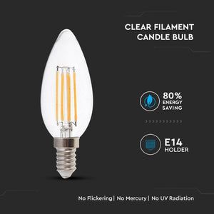 V-TAC LAMPADINA LED E14 4W CANDELA FILAMENTO